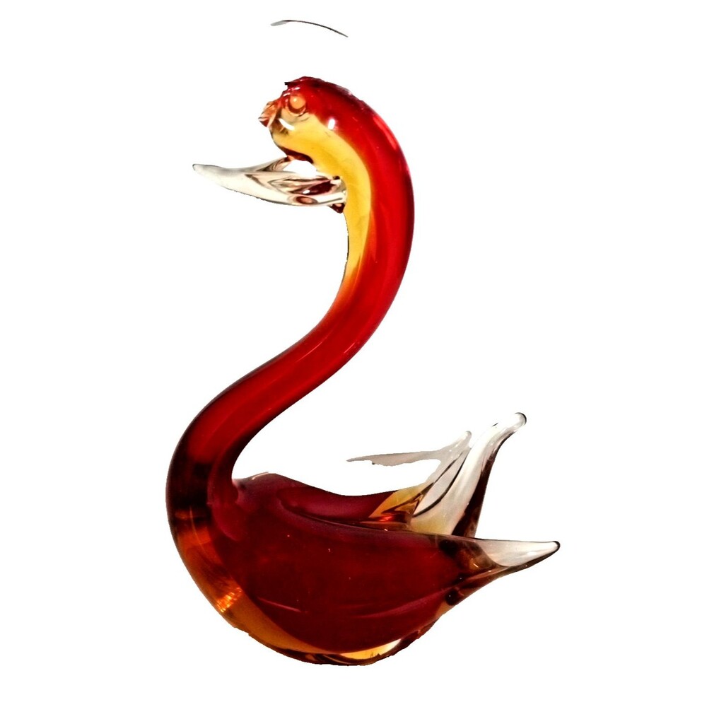Vintage Mid Century Modern Italian Murano Art Glass Swan Figure 7"